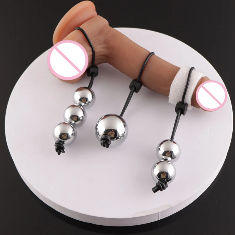 Drop Ball Penis Ring Metal Ball Weight Hanger for Penis Enlargement Weight Stretcher Extender Cock Ring Male Chastity Device 18