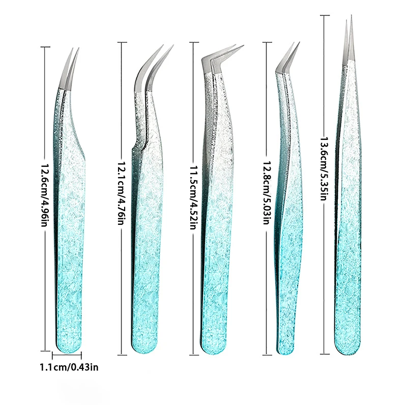 2Pcs Eyelash Tweezers Ice Flower Anti-static 3D Accurate Eyebrow Grafting False Lashes Extension Supplies Makeup Tweezer Tools