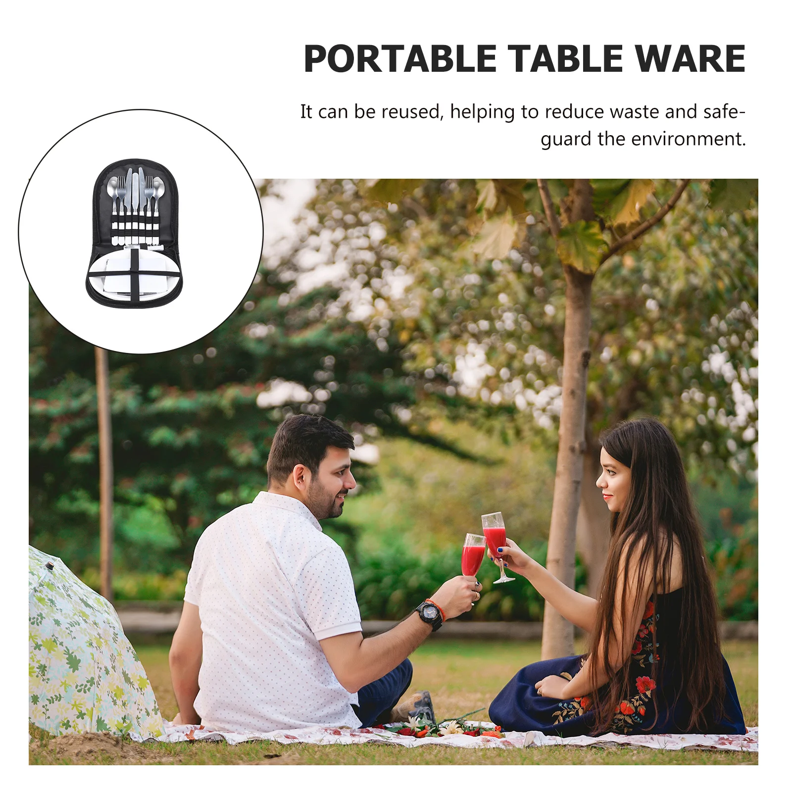 

1Set Travel Camping Utensils Stainless Steel Compact Portable Tableware Cutlery Set Dishwasher Safe Camping Utensils