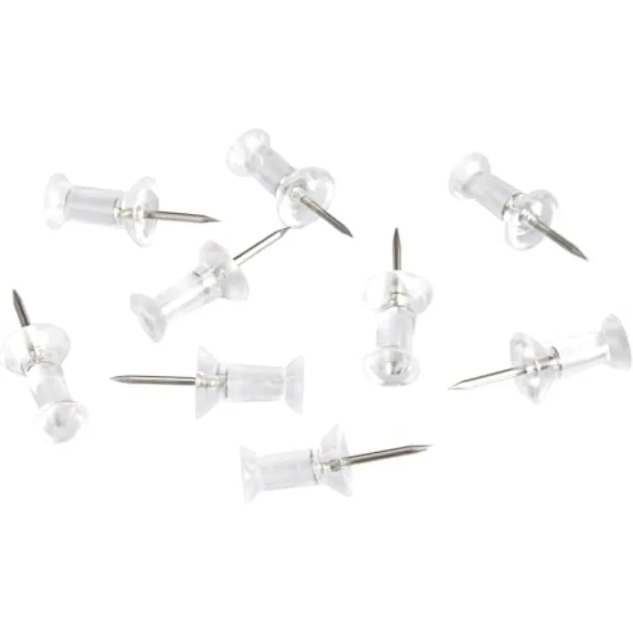 Push Pins, Clear Plastic Head, Steel Point for Cork Board, Bulletin Board, Maps, Photos, Posters, and Craft Projects
