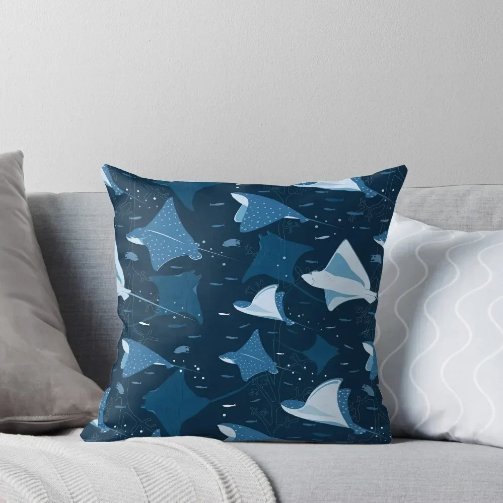 Flying stingrays blue Throw Pillow Decorative Sofa Cushion Cusions Cover pillow