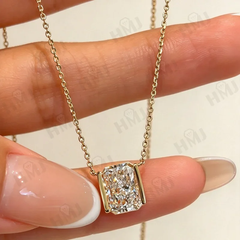 Strahlender Anhänger mit Labor-Diamant 1ct DEF VS, Echtes 925 Sterling Silber, 18K 14K Gold, Premium Schmuck, Geschenke, Charms – Detail 2
