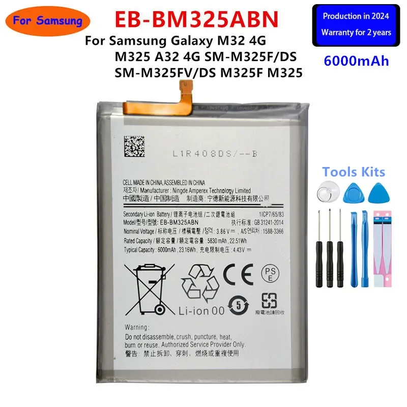 

2024 yearsBrand New EB-BM325ABN 6000mAh Battery For Samsung Galaxy M32 4G/M325 A32 4G SM-M325F/DS SM-M325FV/DS M325F M325 +Tools