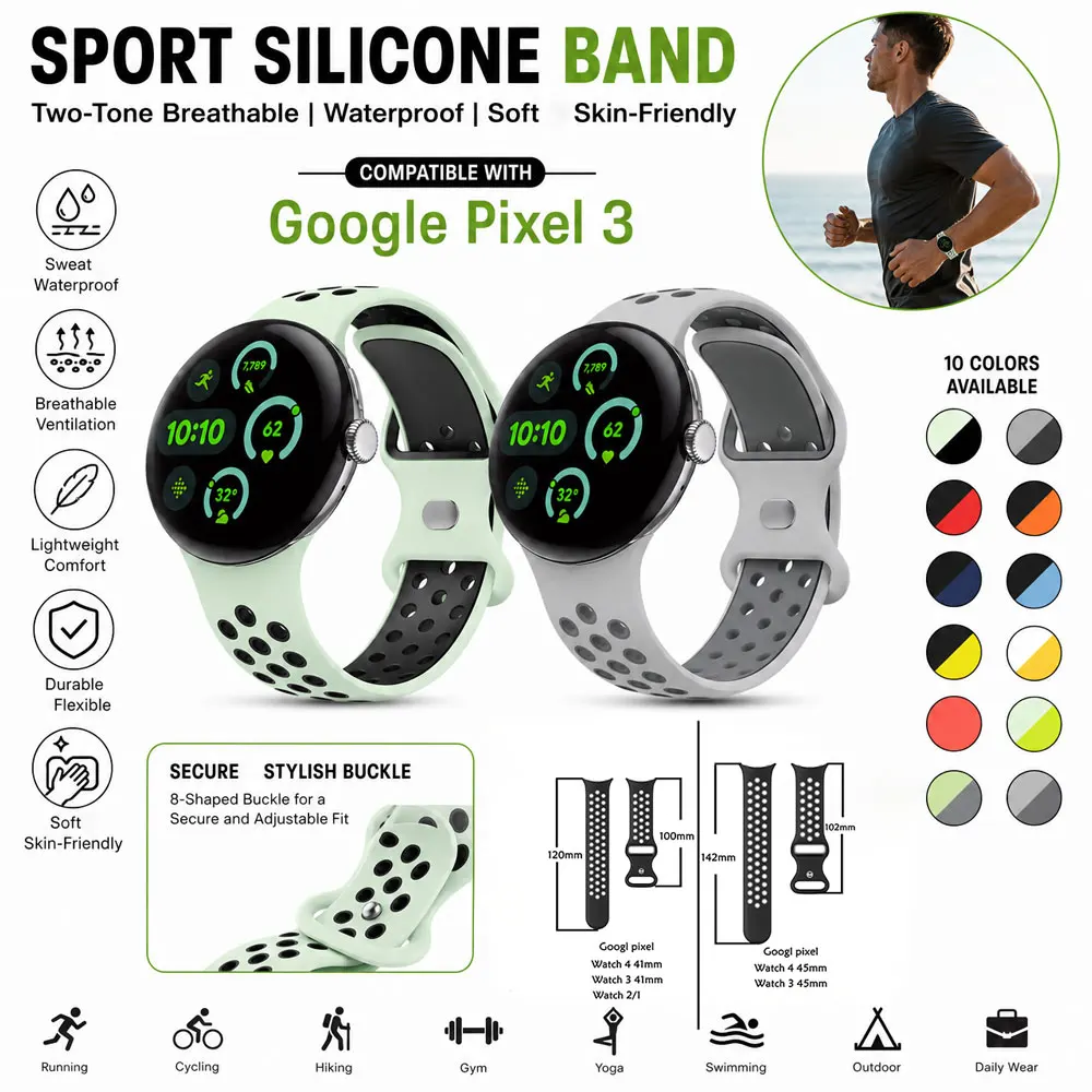 Original 1:1 Silicone Strap for Google Pixel Watch 3/4/2/5watch Band Sports Bracelet for Google Pixel Watch 3/4 45mm 41mm Strap