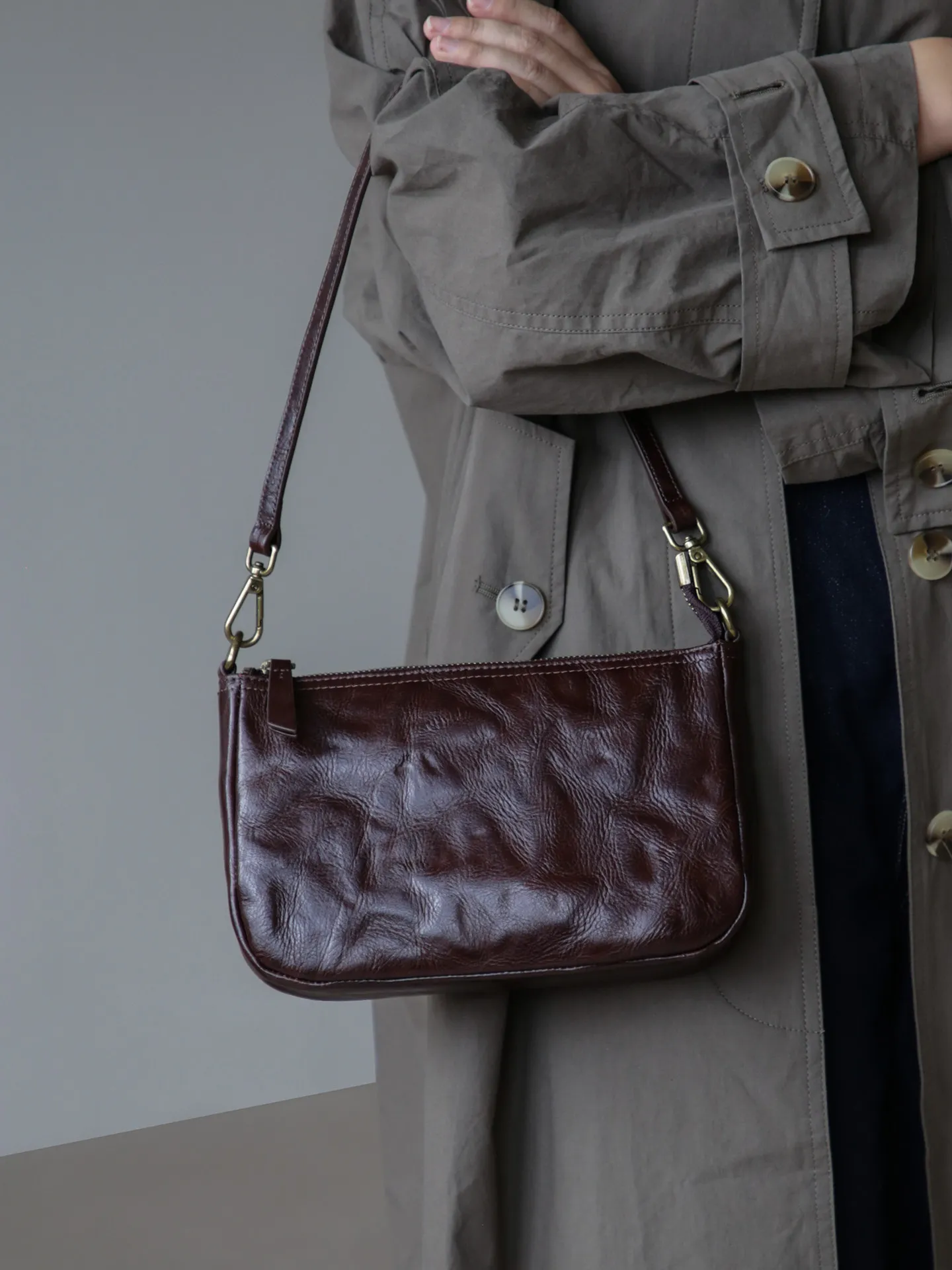 PNDME vintage designer handmade pleated vegetable tanned cowhide women's shoulder bag simple casual genuine leather underarm bag