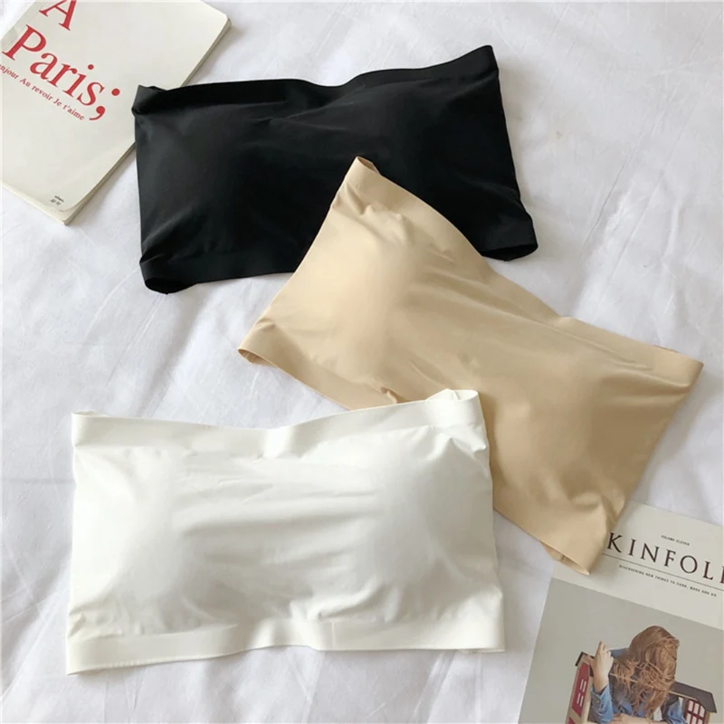 Damen unterwäsche sexy Lady Eis Seide träger lose Tube Top Brust schnalle Unterwäsche einteilige