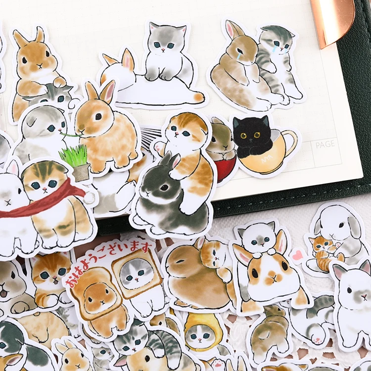 Cute Cats Handbook Cartoon Sticker, Álbum de fotos DIY, Ins Wind Translúcido, Material decorativo, Gatinho 3, 38pcs