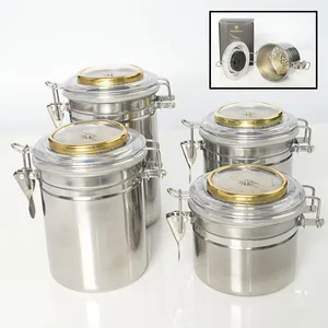 Aço inoxidável Hidratante Jar com Exibição Termômetro, Folha de charuto para armazenamento Tabaco Charuto, Saving Jar, Gift Box 10 principais vendas garrafa para fumar - №4