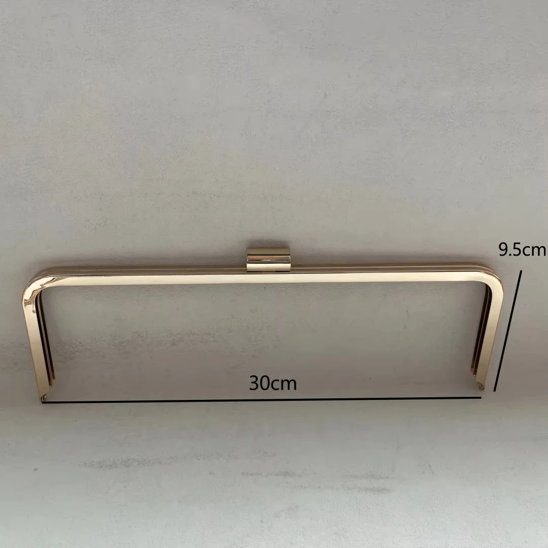 30cm Long Manual DIY Metal Purse Frame Square Handmade Hardware Vintage Rectangle Wallet Frame Handcraft Parts Material Gold