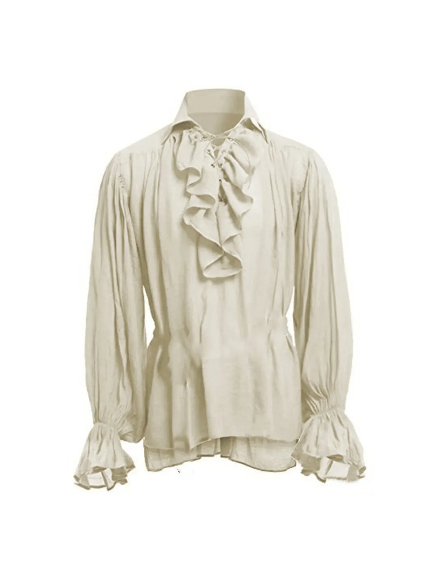 LisdinoMen Pirate Shirt Vampire Prince Poet Shirts Medieval Buccaneer Frills Lace Up Renaissance Vintage Gothic Blouse Tops
