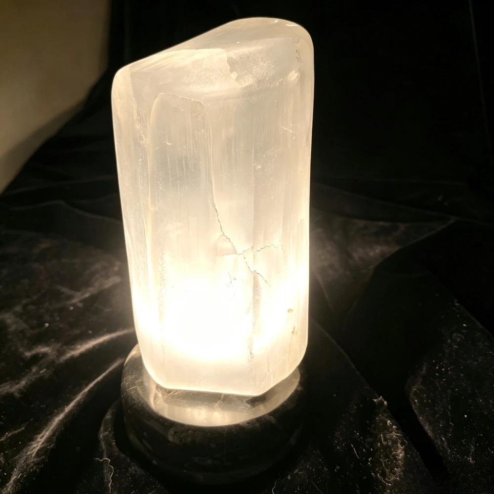Natural Selenite Lampshade for Your Living Room Bedroom or Office Distinctive Stone Illumination Living Room,Only The Lampshade