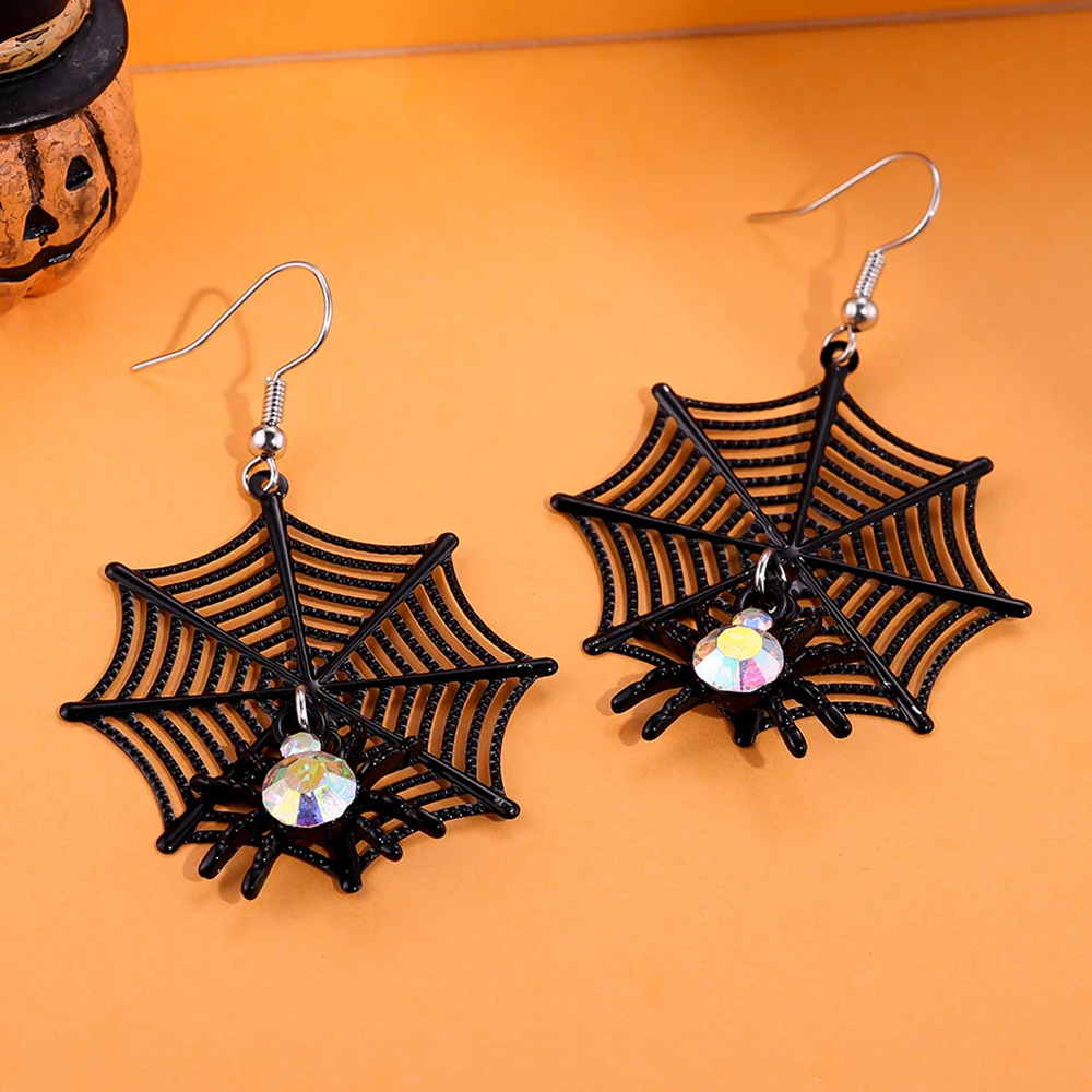 New Halloween Earrings Set Cartoon Funny Fashion Pumpkin Fooling Around Spider Web Pearl Design Women Jewelry Cosplay Accessory