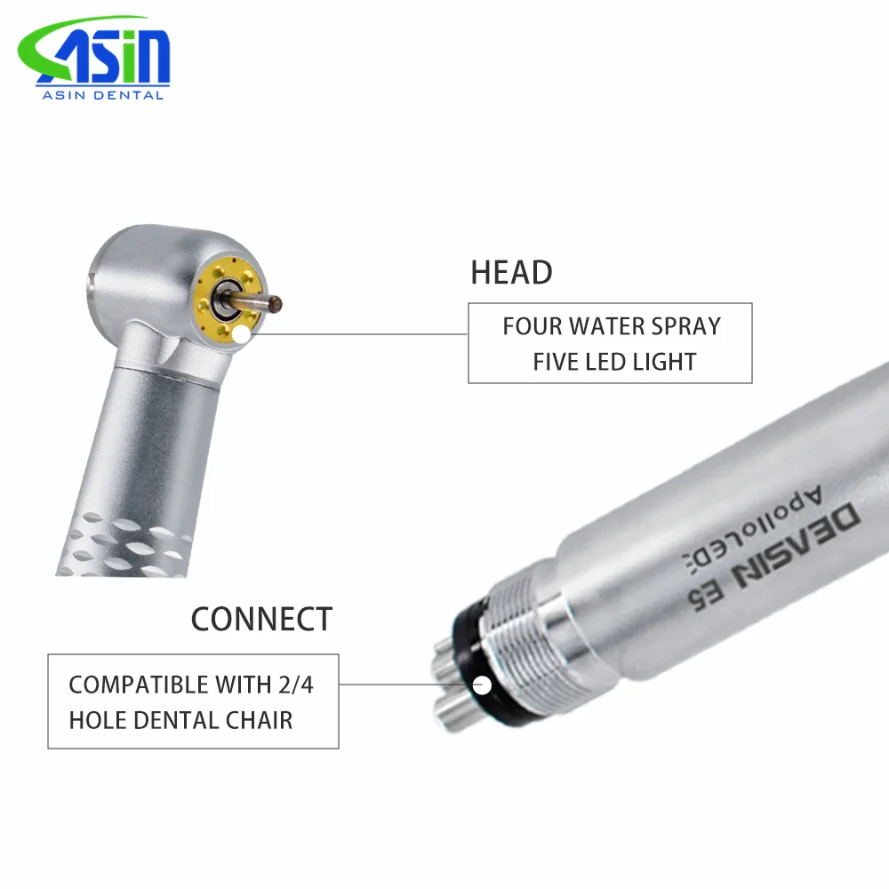 Dental Oral 5 led E-Generator High & Low Speed Handpiece kit Straight PB Contra Angle LED Air Turbine 2/4 Hole M4 / B2 Whole Set