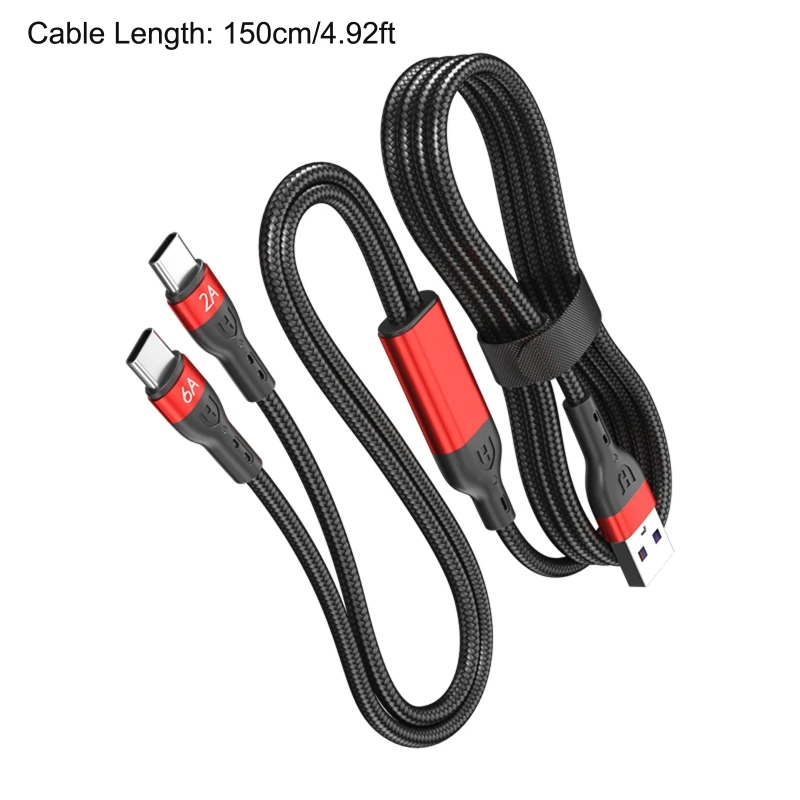 K1AA Type-C Автомобильный кабель для зарядки телефона Портативный зарядный шнур от 1 до 2 для планшетов Phone15