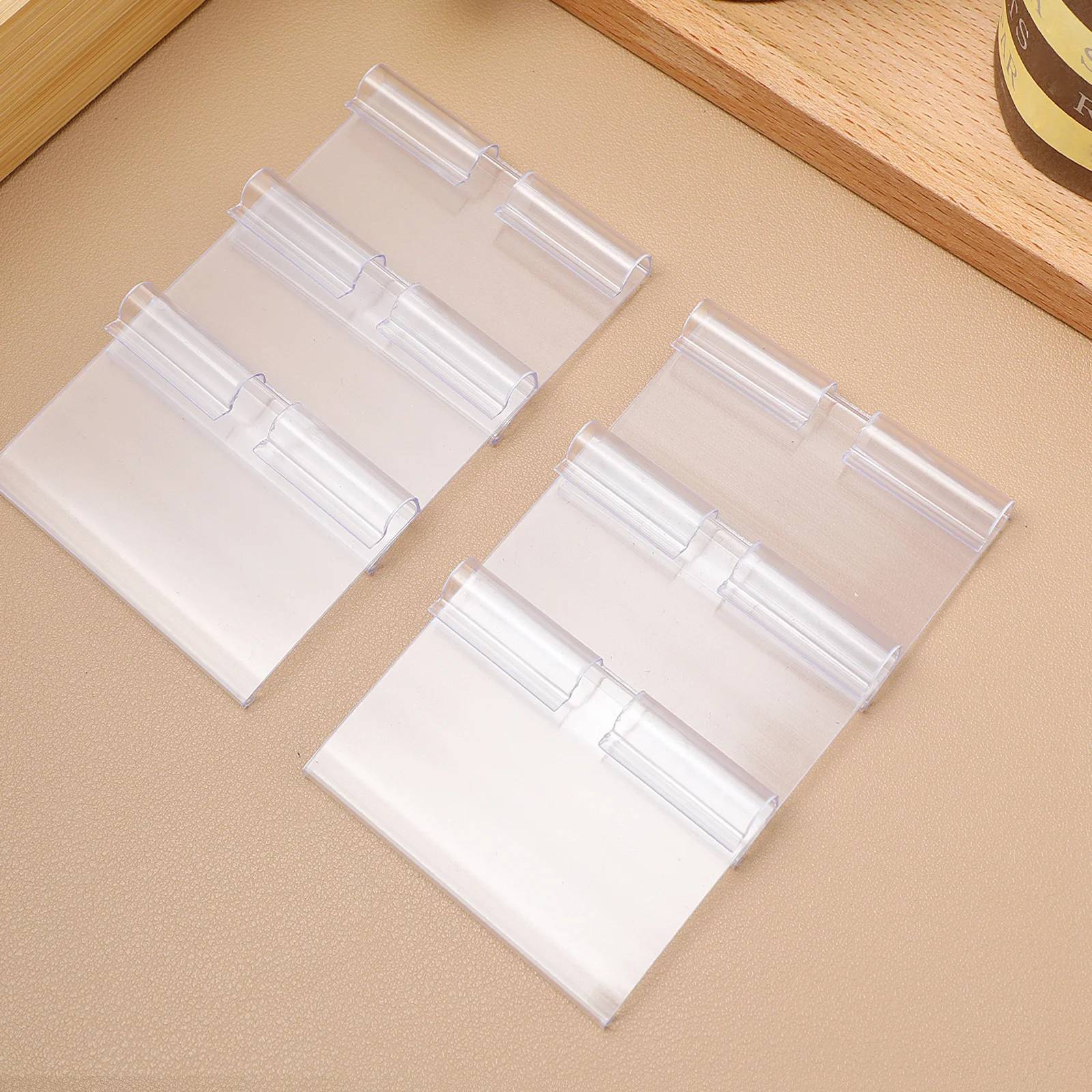 

60pcs Tag Holder PVC Transparent Sign Display Shelf Holder Retail Merchandise Number Stand Card Storage