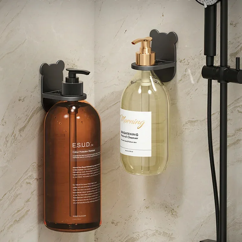 Adjustable Shower Gel Bottle Rack Wall Mounted Universal Shampoo Bottle Metal Holder Hand Soap Dispenser Hook Free Punching New
