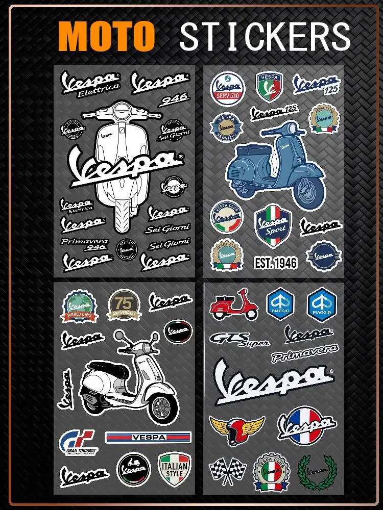 Adesivo decorativo universal à prova d'água e reflexivo para VESPA, para carro, motocicleta, capacete, geladeira, copo de água