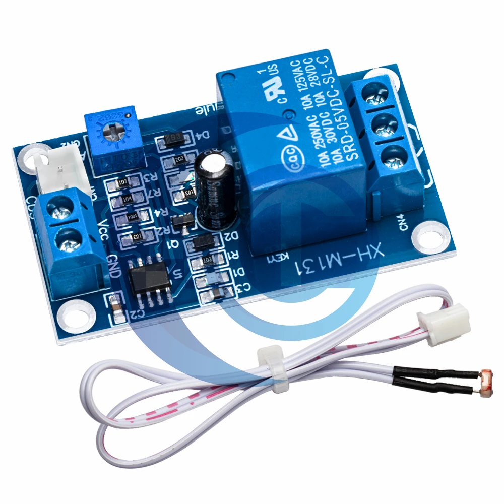 XH-M131 Light Control Switch Module!DC 5V/12V Compatible, Photoresistor Relay with 10A Capacity for Automatic Brightness Control