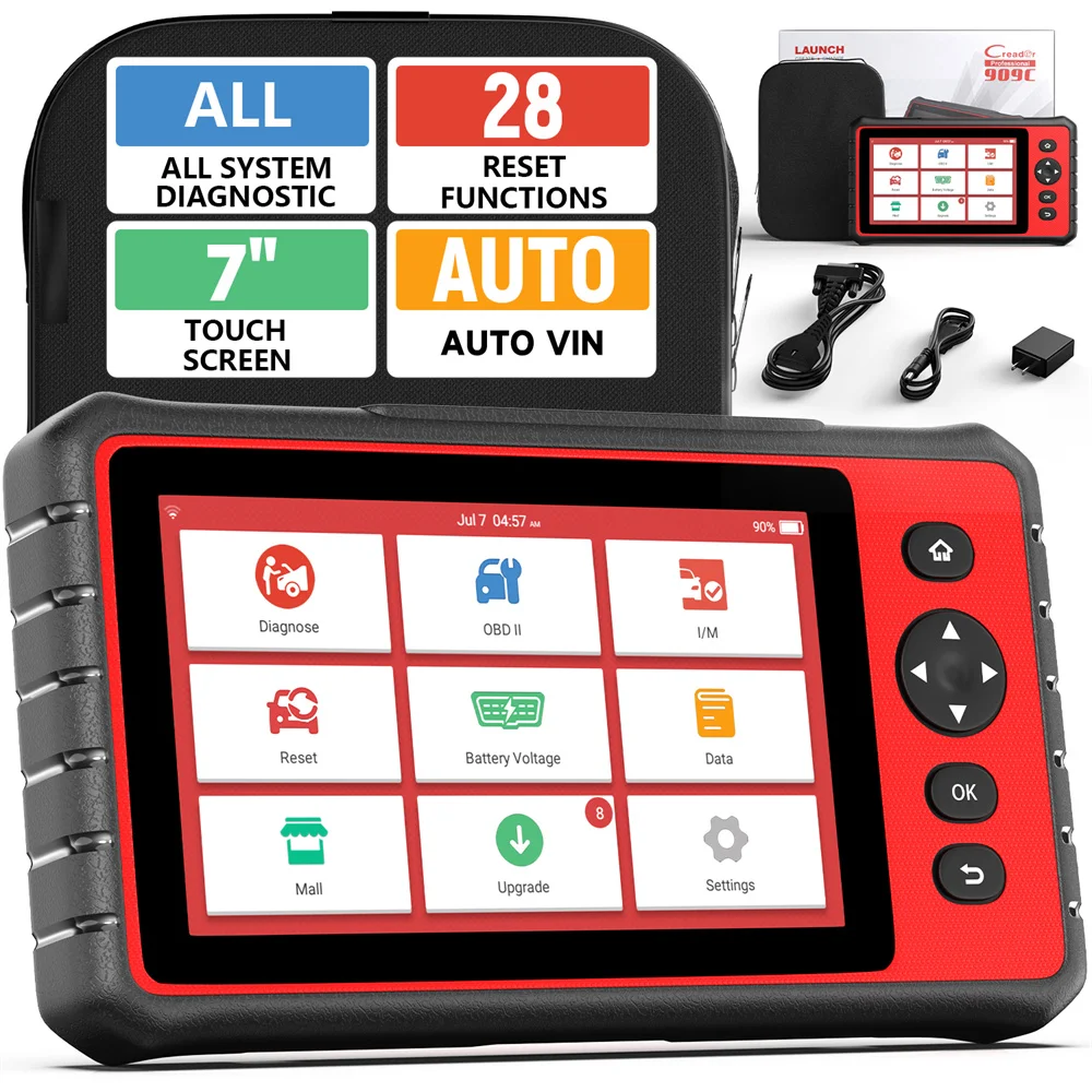 LAUNCH CRP909 OBD2 Car Diagnostic Tool Full System Code Reader A/F IMMO Injector Coding 26 Reset OBD 2 Automotive Scanner