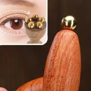 Lotus Seedpod Beauty Professional Brass & Rosewood Facial Gua Sha Tool Eye Relaxation Spot Meridians Acupoint Massage Handheld