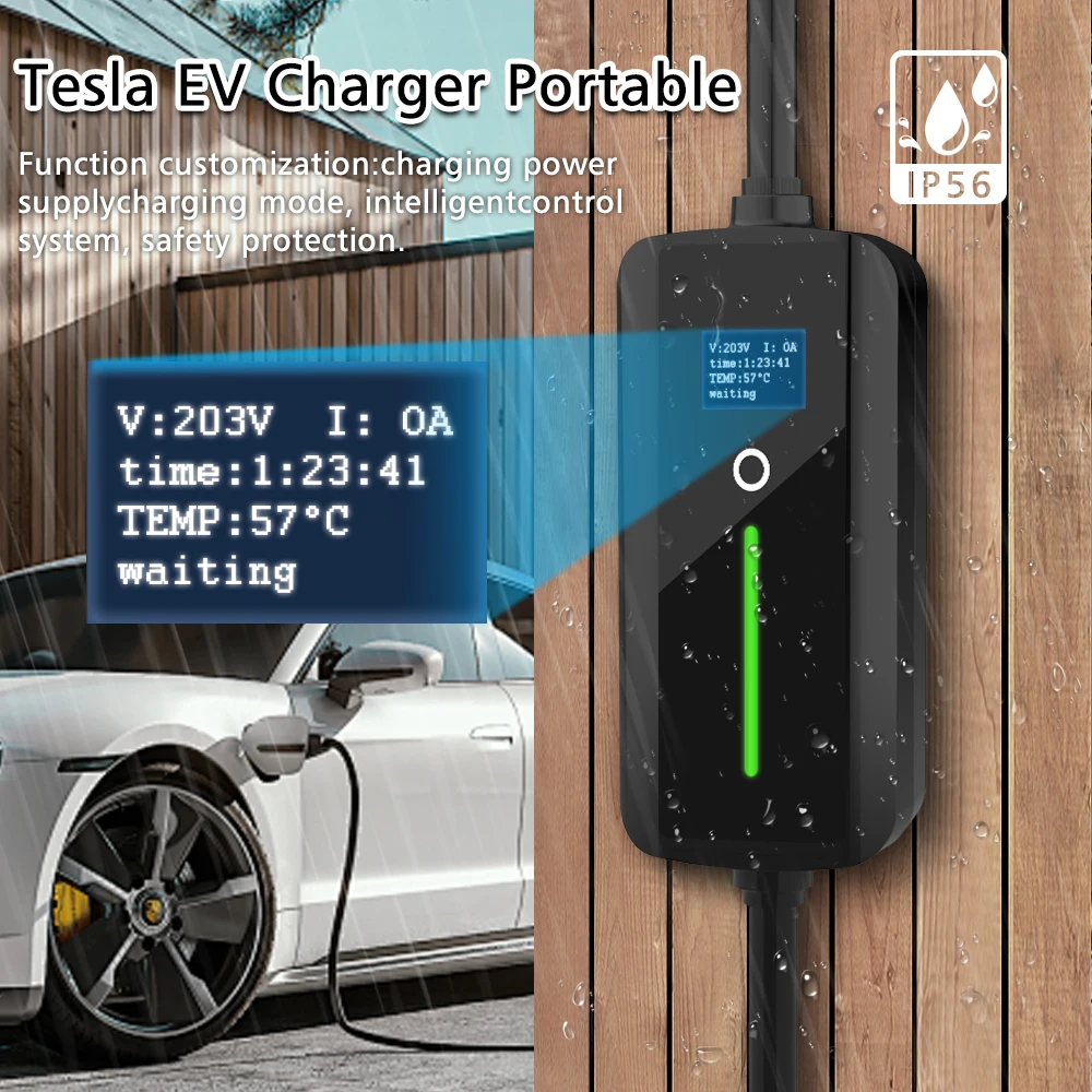 LONLINK-Caixa de carregamento portátil para carro elétrico, veículo UK Plug, tipo 2, carregador EV, 3.5KW, comutável, 16A, 5m cabo