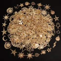 Light Gold Color Random Mix 10/20/30/50pcs Sun Moon Star Charms For Jewelry Making Materials To Make Bracelets Handmade Pendant