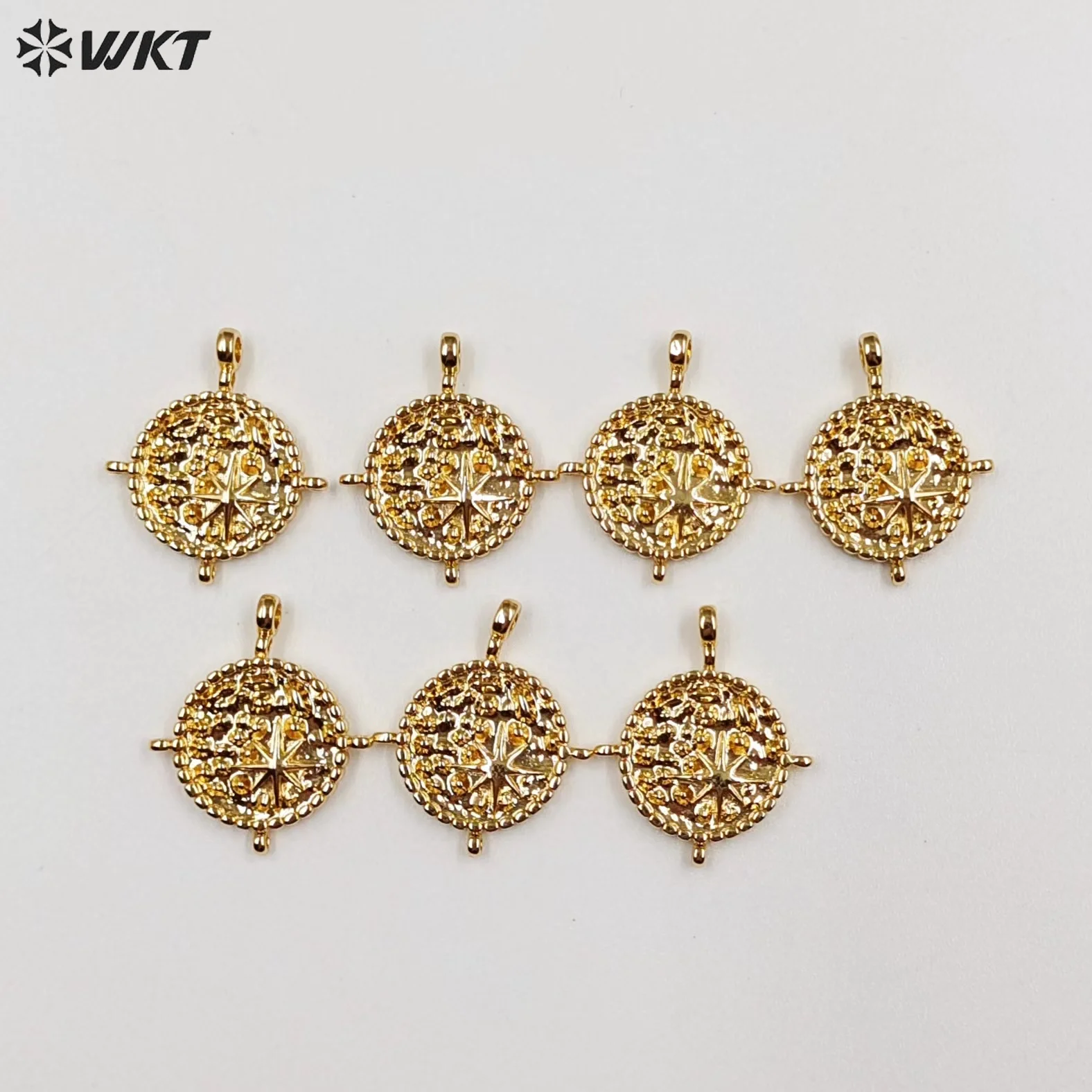 WT-P1935 WKT New Design Sailor Style 18K Real Gold Plated Resist Tarnishable Yellow Brass Charms For Necklace