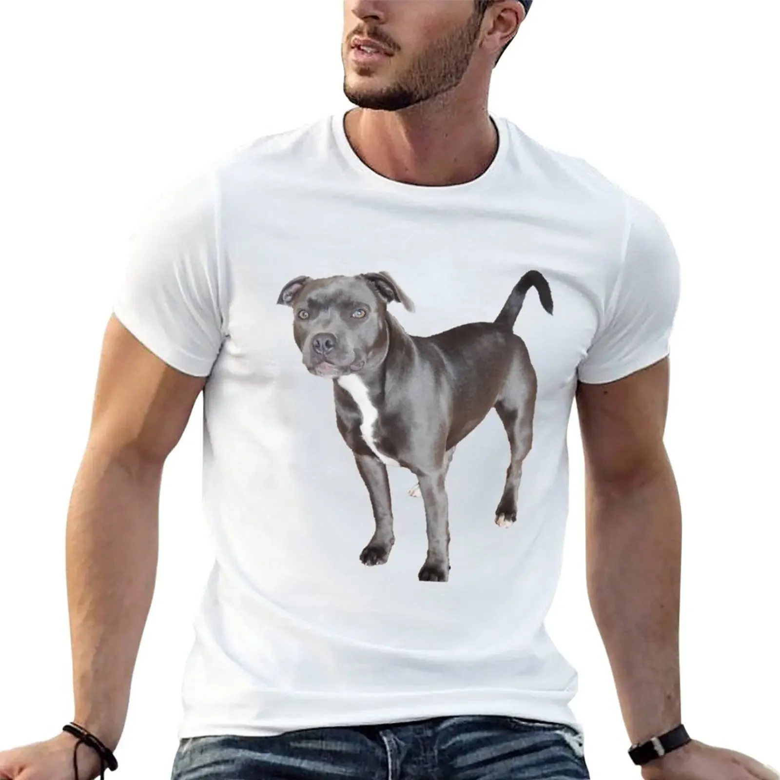 Classic standing staffy T-Shirt Blouse blacks mens clothes