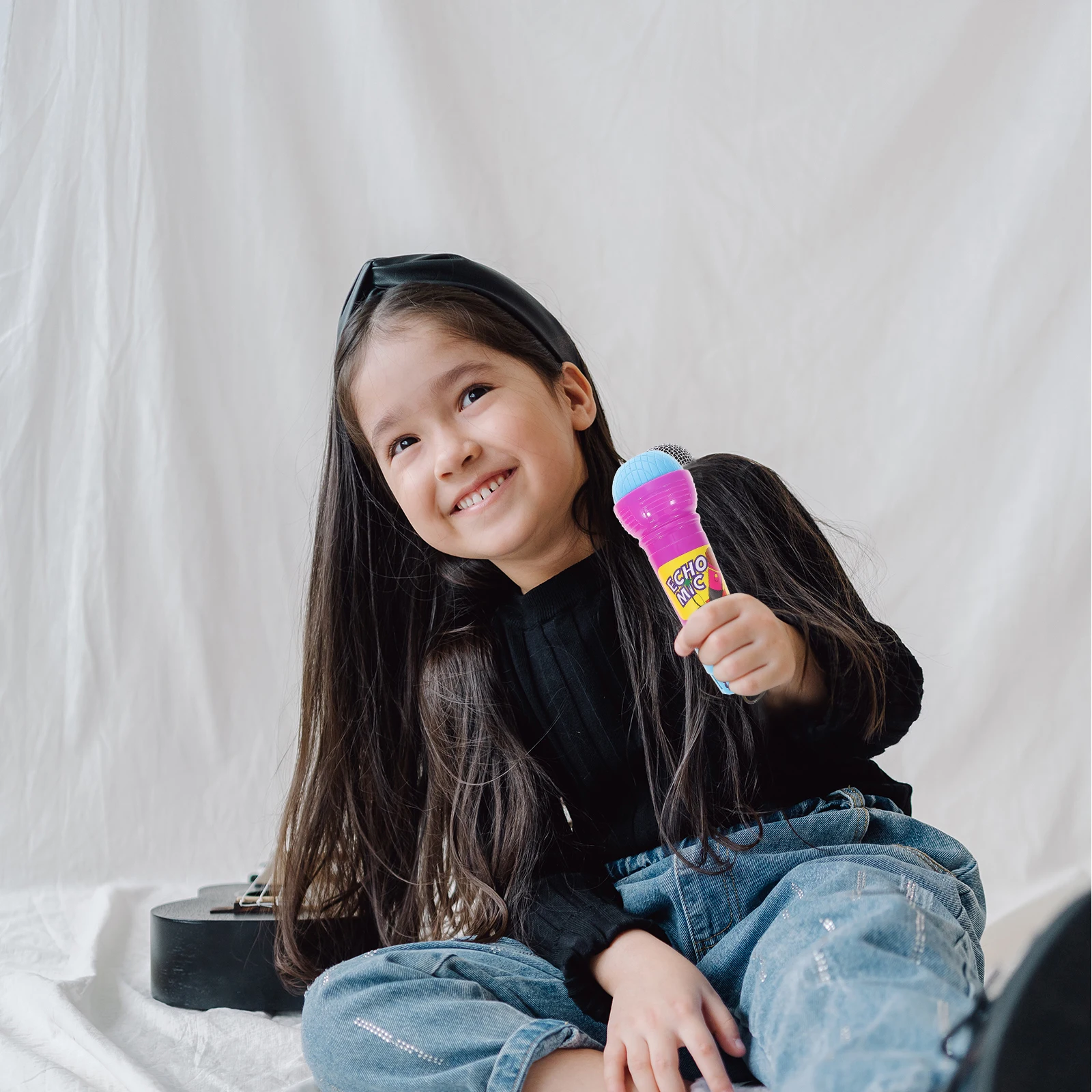 Microfono eco da 3 pezzi per bambini, colore brillante, design compatto, festa, canto, gioco di ruolo, divertente amplificatore audio in plastica per bambini