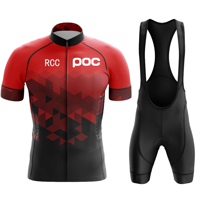 RCC POC Team 2024 Men Summer Short Sleeve Cycling Jersey Set MTB Maillot Ropa Ciclismo Bicycle Wear Breathable Cycling Clothing