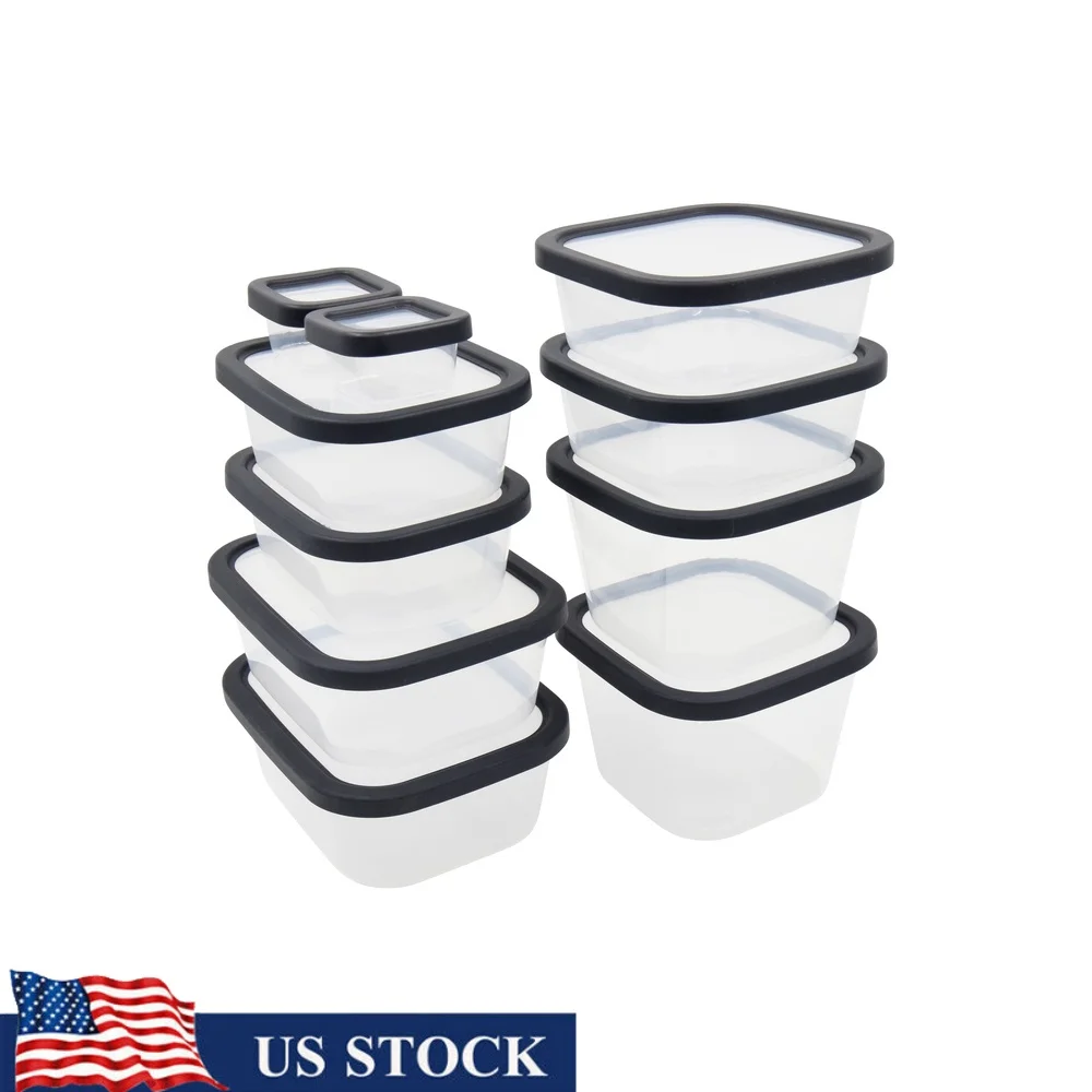 

Microwave Safe Food Storage Containers Set 20 Count Stackable Nestable BPA-Free Durable Plastic Kitchen Picnic Use