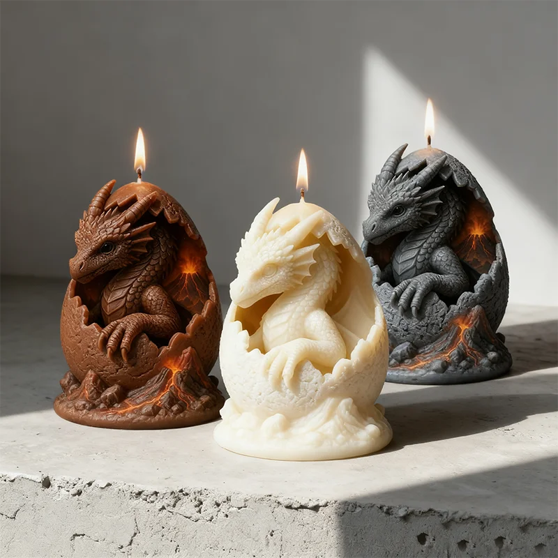 Molde de vela de arte de dragón de huevo y bebé: vela perfumada con estampado exquisito/adorno decorativo, regalo de moda, vitrina