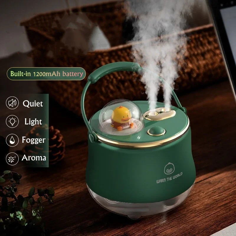 Wireless Air Humidifier 400ML Cute Pet Dual Nozzle Rechargeable Portable Handheld USB with Light