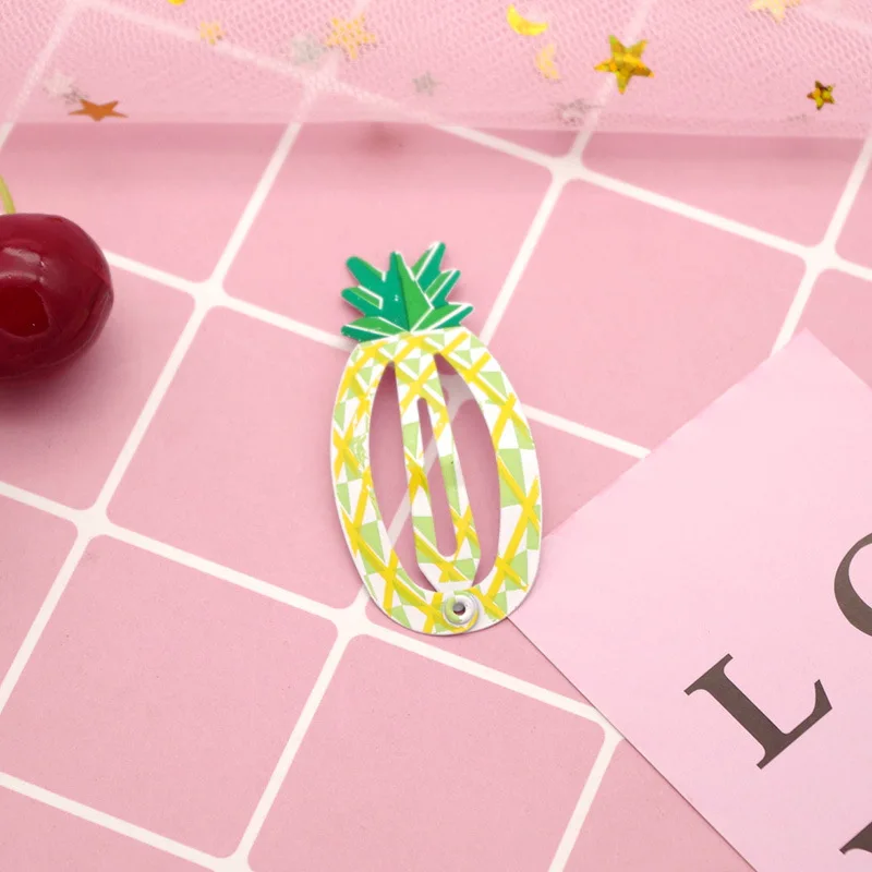Fruit Hair Clips 5 PCs Summer Watermelon Strawberry Snap Clips Korean Enamel Barrettes Cute Bangs Clips for Girls Non Toxic view 5