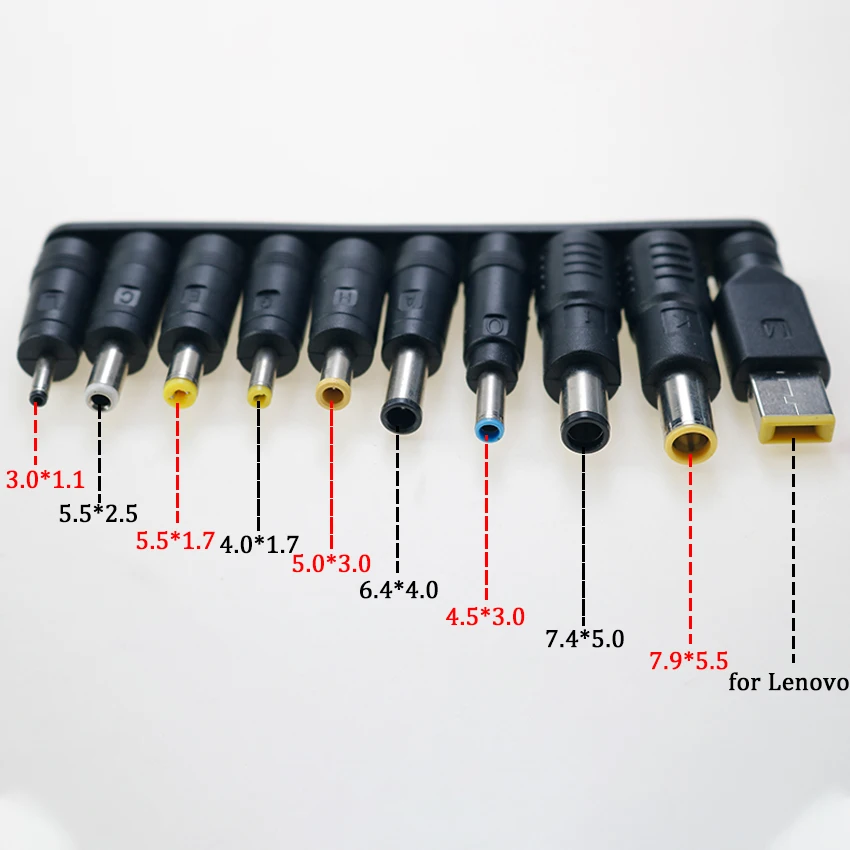 1Set Laptop DC power adapter 10 piece set, round mouth, square mouth, multifunctional adapter, repair accessory plug