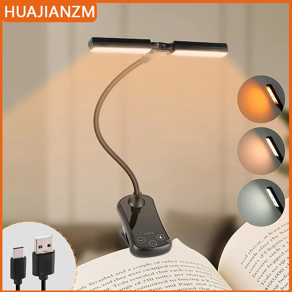 Night Light 14 LED Book Light USB Rechargeable Reading Light Portable Flexible Easy Clip Night Reading Lamp 3color in one Lamp