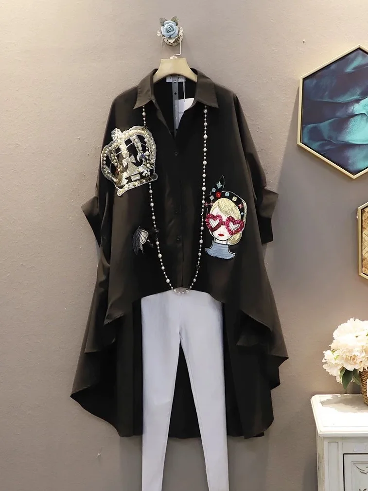 

Уникальный ort Sve женский irt plus Size, корейский Sle Commute Faion, свободный крой, пуговицы, чистый цвет Ne