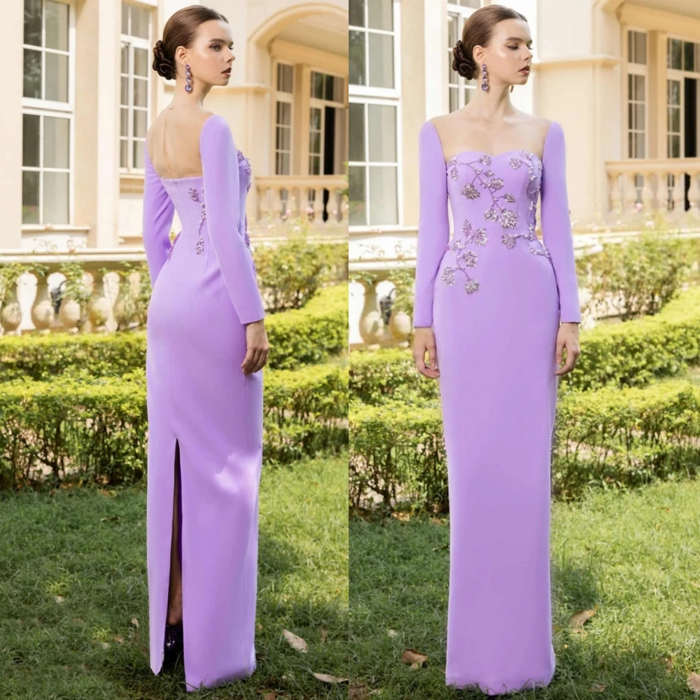 

Customized Elegant Square Collar Evening Dress High Quality Jersey Prom Dresses Delicate Beading Special Occasion Gowns