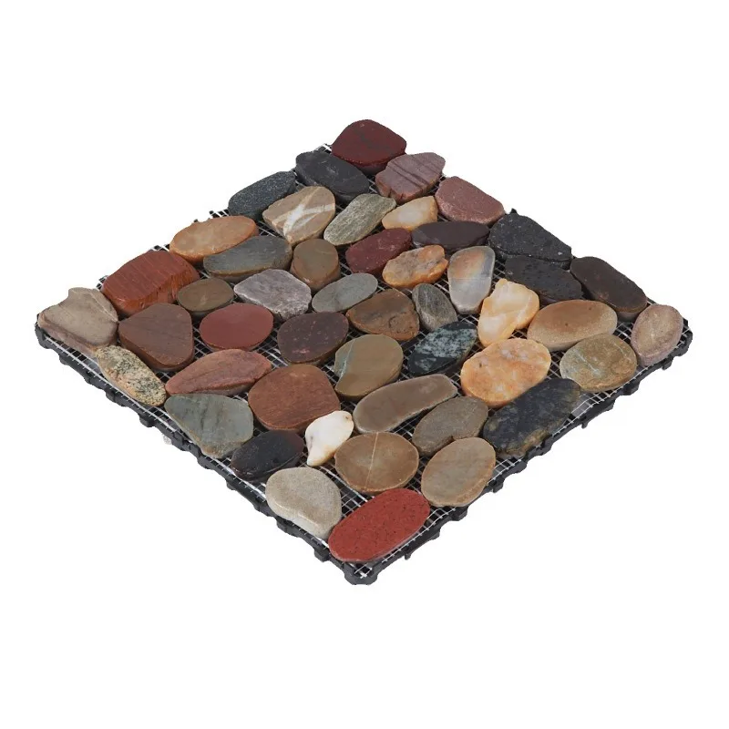 DIY Cobblestone Splicing Flooring, Outdoor Courtyard Renovation, Colorful Irregular Stone Lawn, Waterproof Self Laying Flooring