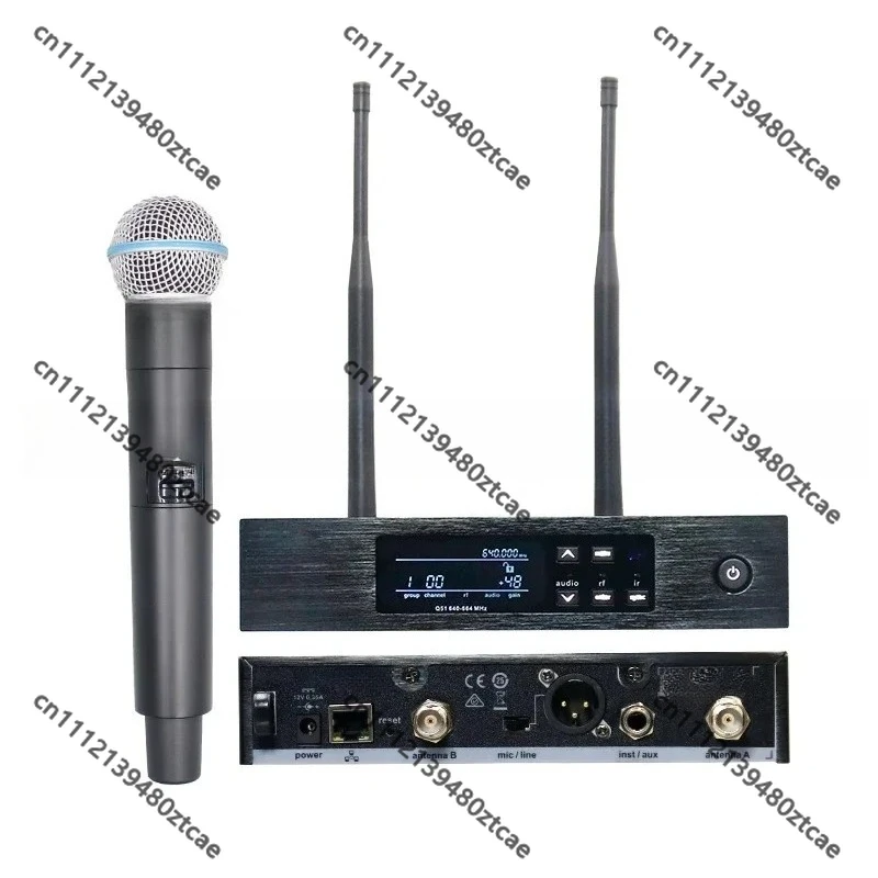 UHF True Diversity Wireless Microphone, Lavalier Headset & Handheld Mic, Professional Stage Karaoke Performance Audio Device