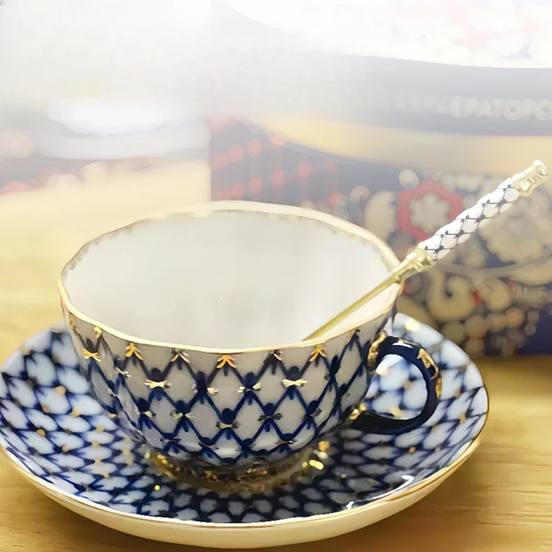 Hand-painted Cobalt Blue Mesh Coffee Spoon, Stirring Spoon , Delicate Dessert Spoon and Fork Coffee Accessories Coffee Scoops