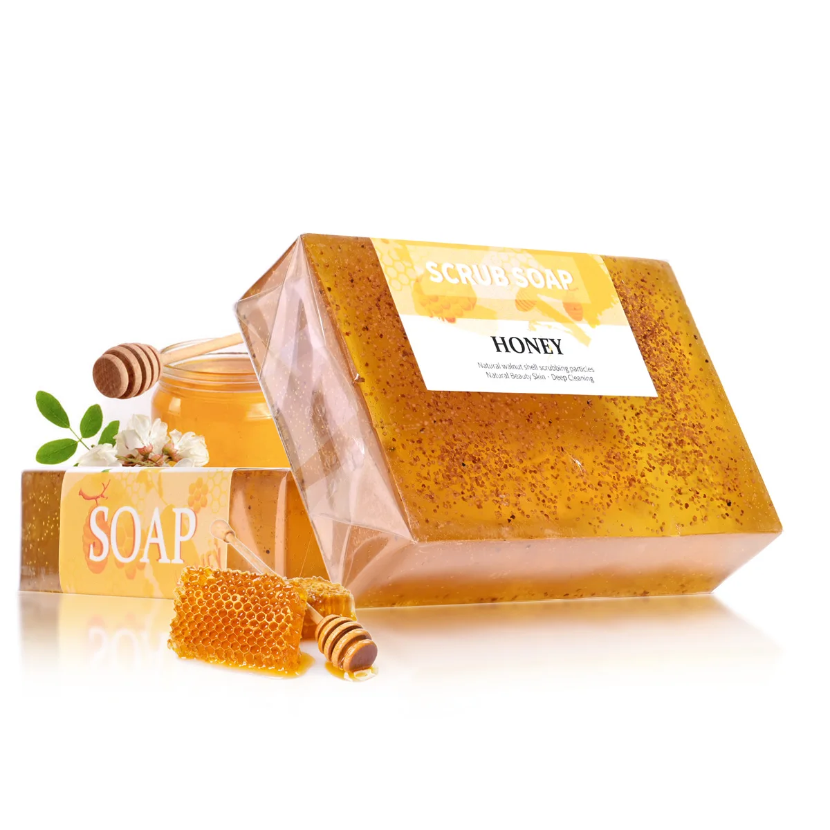 

M+100g Honey Cleaning Frosted Particles Exfoliating Bath Body Care Whitening Handmade Soap