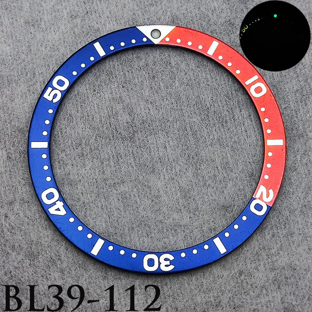 Men's Watch 39mm * 32.3mm Flat Aluminum Inlay Replacement Watch Inlay Ring Luminous Watch Accessories Inlay Replacement Parts