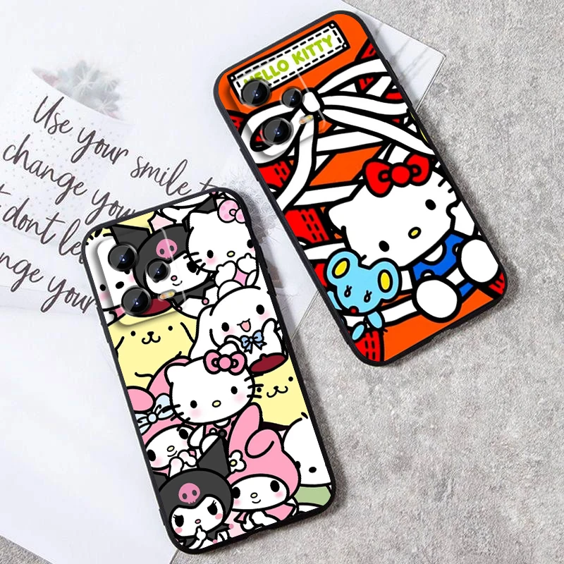 Sanrio Hello Kitty For Xiaomi Redmi Note 13 12R 12 12S Turbo 11 11T 11S 10 10S Pro Plus 5G Black Soft Phone Case