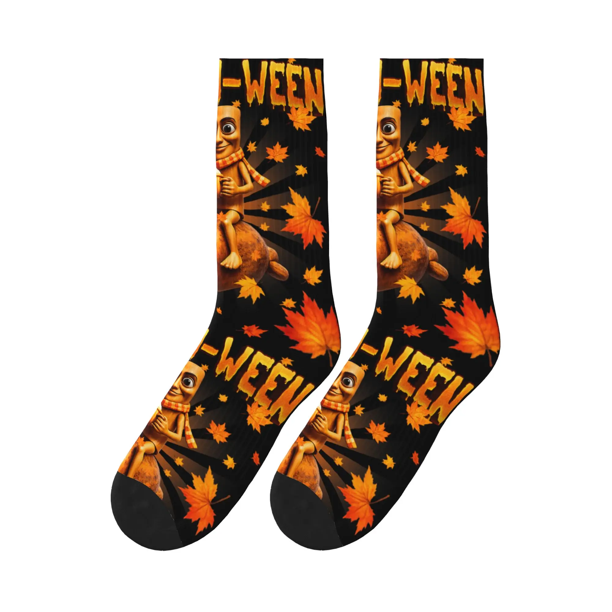 Funny Tung Tung Sahur Fall O Ween Halloween Brainrot Meme Socks Stockings Anti-Slip Men's Socks Comfortable Winter Running Socks