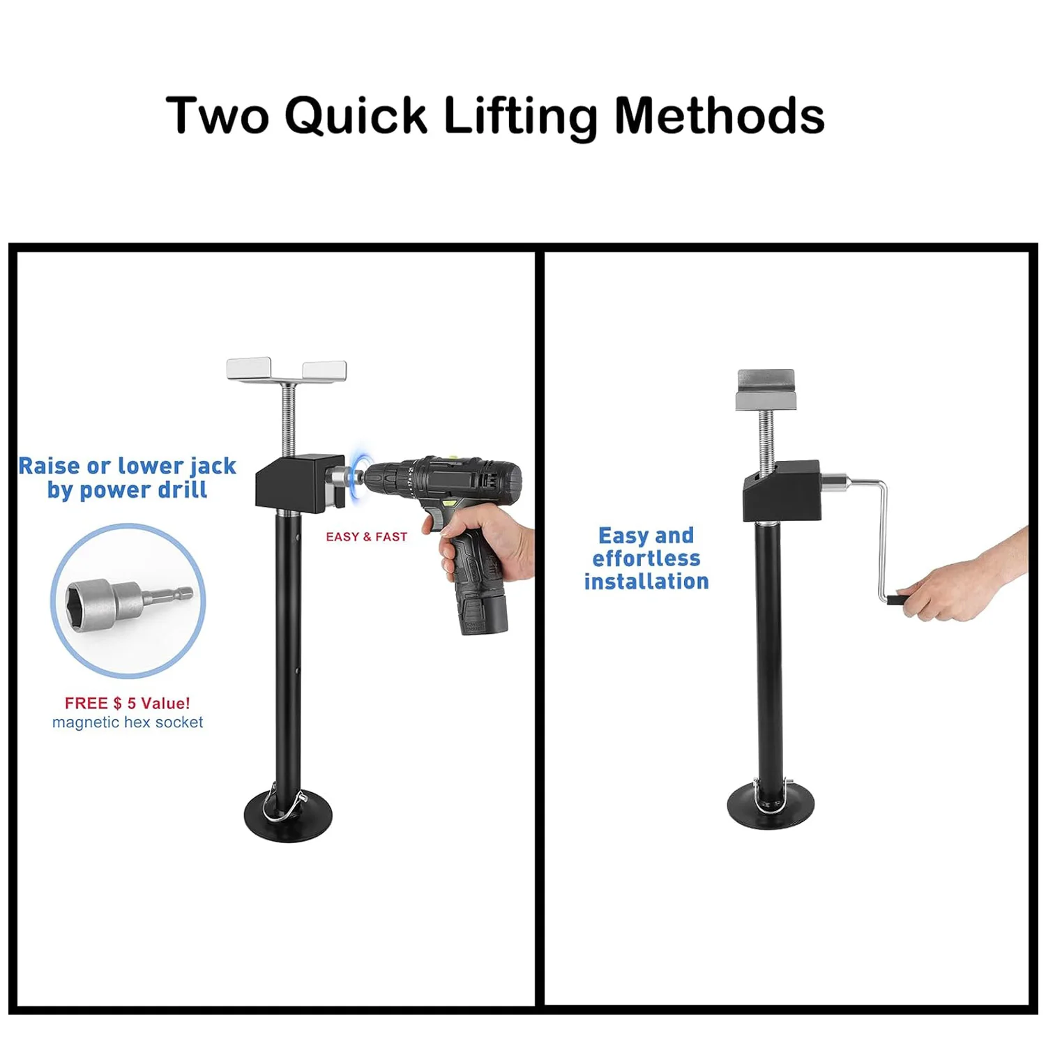 مجموعة مقابس دعم منزلق RV مكونة من 2/4 5000 رطل شديدة التحمل 21 بوصة - 49 بوصة مثقاب قابل للتعديل وكرنك متوافق مع مثبت مقاوم للصدأ #4