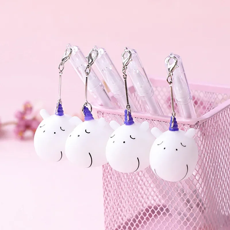 24PCS Unicorn Creative Modeling Lovely Soft Silicone Office Student 0.5mm Stationery Kawaii School Supplies Gel Pens
