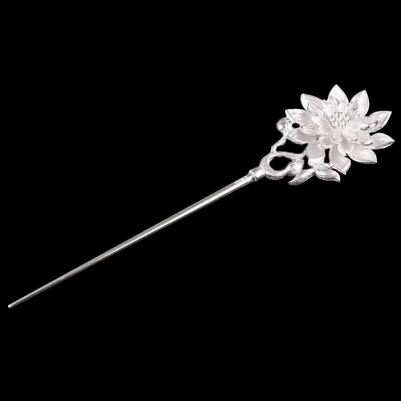 Women's Silver-plated Hairpin New Chinese-style Walking Pan Head Headwear Antique Streaming Suhan Clothing