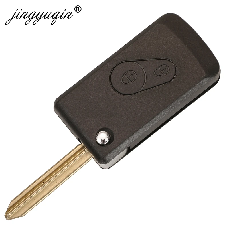 jingyuqin Modified Flip 2 Button Remote Key Fob Shell For Citroen Elysee Picasso Saxo Xsara Berlingo Key Case Replacement