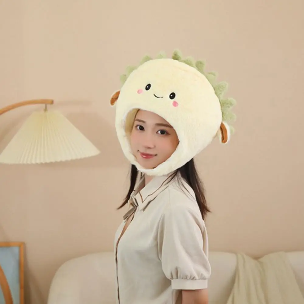 Headgear Stuffed Doll Plush Durian Hat Thick Warm Plush Hat Toys Collection Fluffy Durian Plush Cap Car Decor